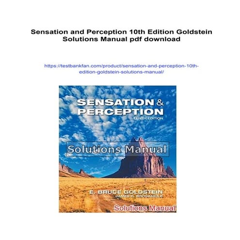 Sensation and Perception 10th Edition Goldstein Solutions Manual