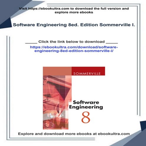 Software Engineering 8ed. Edition Sommerville I.