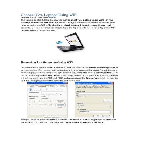 connect two laptops using wi fi