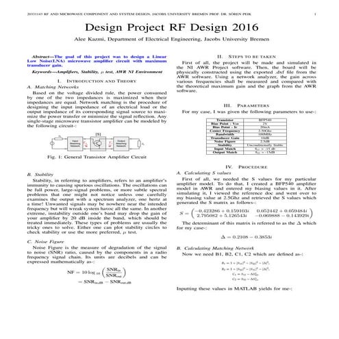 LowNoiseAmplifierReport