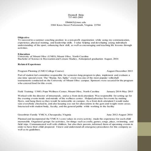 Dontrell Brite Official Resume