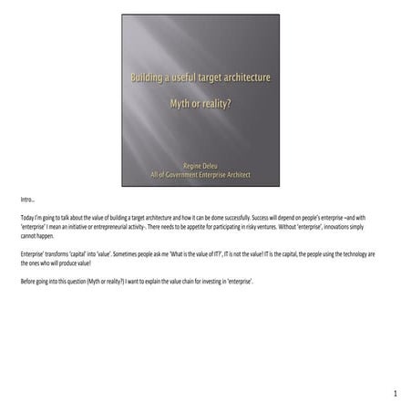 Building a useful target architecture - Myth or reality2