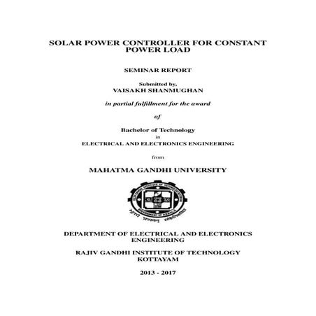 SEMINAR Report Of SolarPowerController