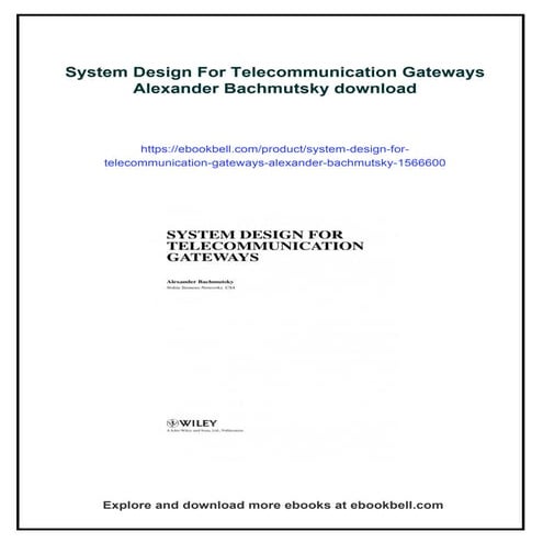 System Design For Telecommunication Gateways Alexander Bachmutsky | PDF