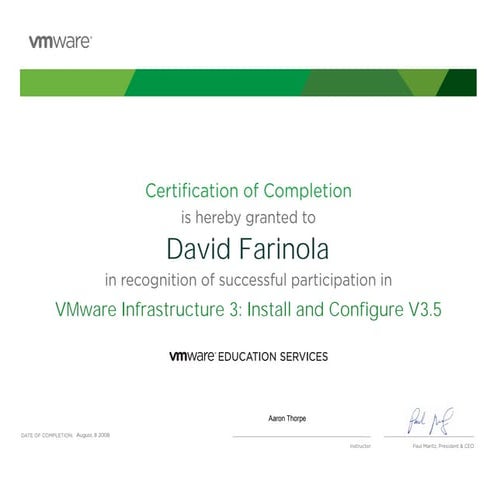 VMWARE ESX 35 certificate