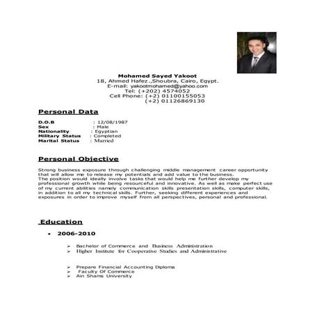 C.V. mohamed yakoot Accountant