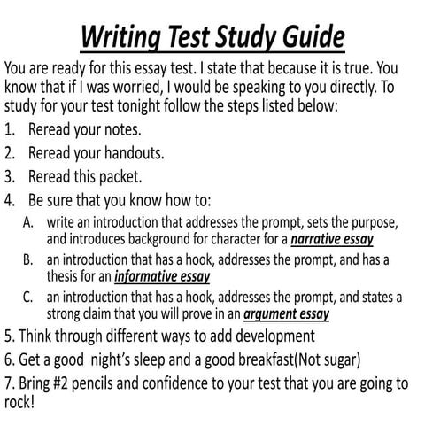 Writing Test Review Introduction Paragraph | PPTX