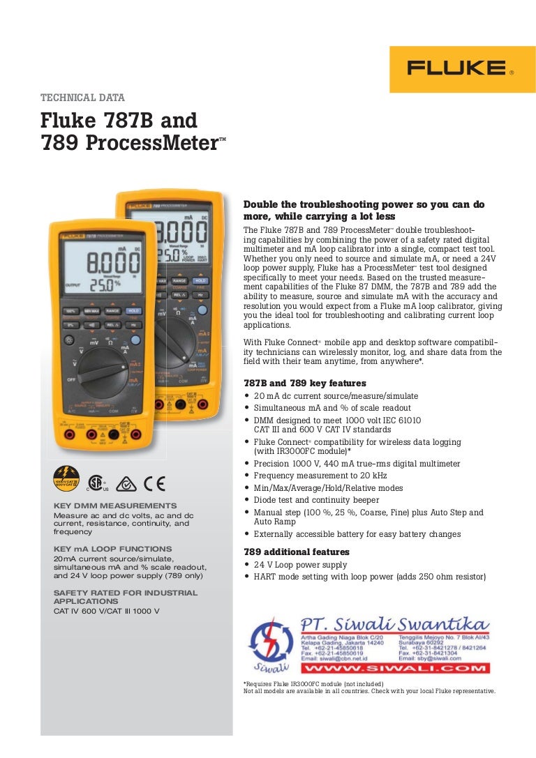 Technical Data Fluke 787B and Fluke 789