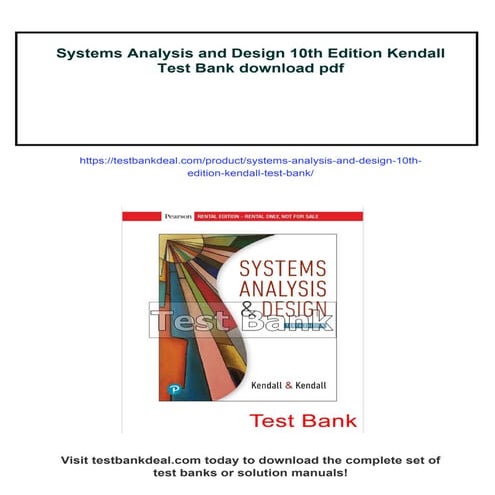Systems Analysis and Design 10th Edition Kendall Test Bank | PDF