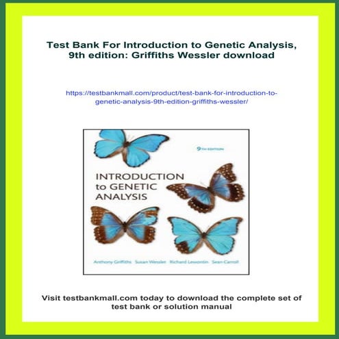 Test Bank For Introduction to Genetic Analysis, 9th edition: Griffiths ...