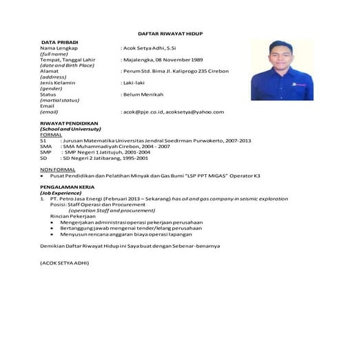 DAFTAR RIWAYAT HIDUP ACOK