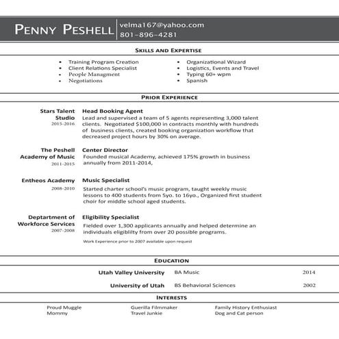 Penny Resume