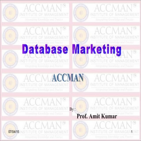 7 & 8 database marketing