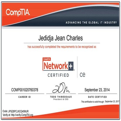 CompTIA Network+ ce certificate | PDF