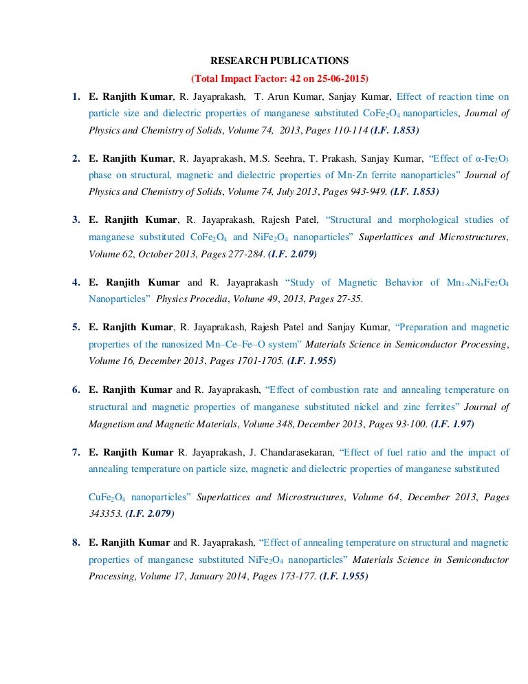 LIST OF PUBLICATION