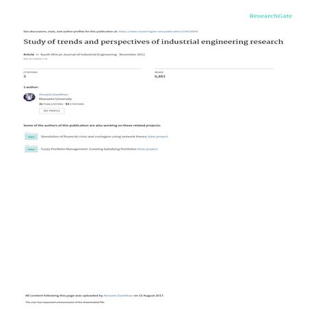 Study of Trends and Perspectives of Industrial Engineering Research - By Suni...