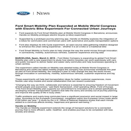 Ford e-bikes MoDe:Me and MoDe:Pro - Press Release