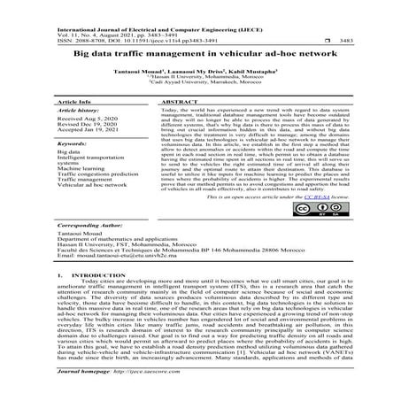 Big data traffic management in vehicular ad-hoc network 