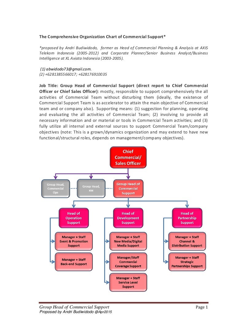 Group Head of Commercial Support Organization Chart for Linkedin