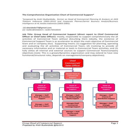 Group Head of Commercial Support Organization Chart for Linkedin