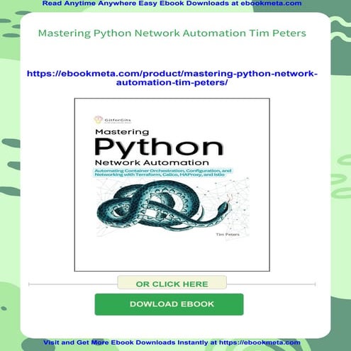 Mastering Python Network Automation Tim Peters | PDF