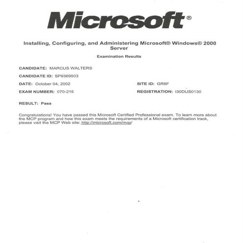 Windows 2000 Server MCP | PDF