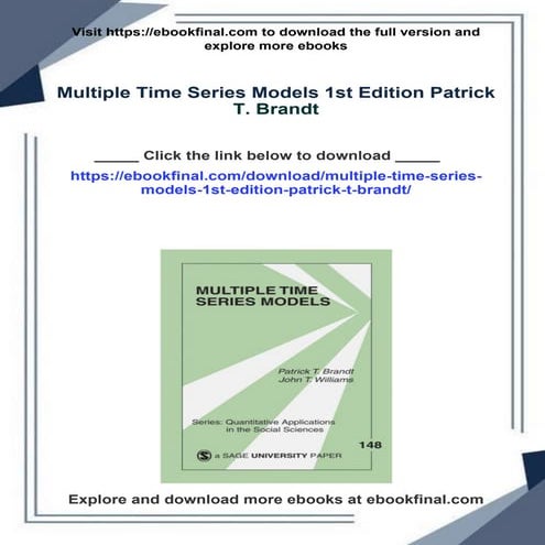 Multiple Time Series Models 1st Edition Patrick T. Brandt