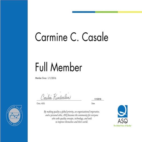 ASQ member Certificate | PDF
