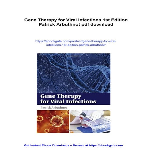 Gene Therapy for Viral Infections 1st Edition Patrick Arbuthnot | PDF