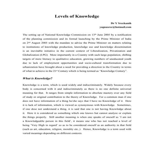 Levels of Knowledge (1)