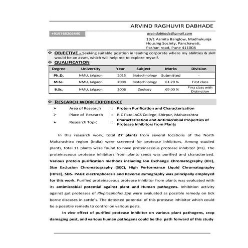 Arvind Dabhade_CV (3)4 | PDF