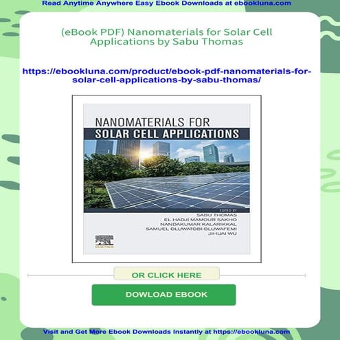 (eBook PDF) Nanomaterials for Solar Cell Applications by Sabu Thomas