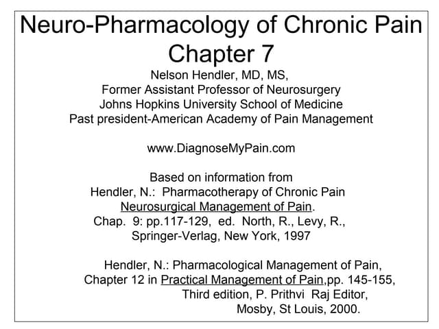 79#7 neuro pharmacology and chronic pain