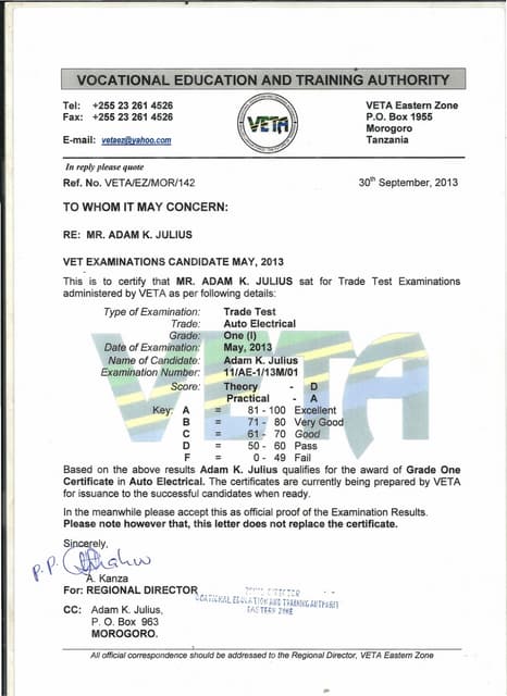 Certificate in AUTOELECTRICAL PDF Certificate in AUTOELECTRICAL PDF