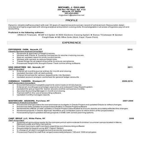 Michael Giuliani resume 2