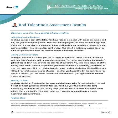 Korn/Ferry Assessment | PDF