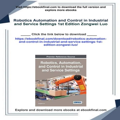 Robotics Automation and Control in Industrial and Service Settings 1st Editio...