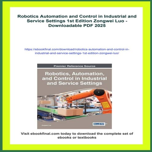 Robotics Automation and Control in Industrial and Service Settings 1st Editio...