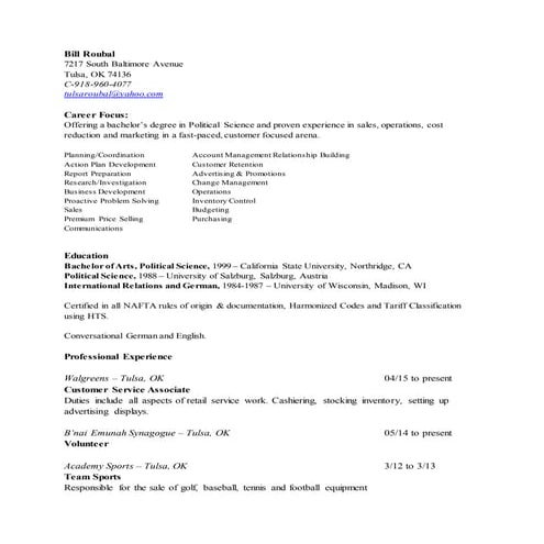 Bill RoubalResume