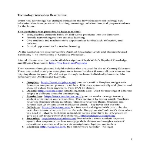 Technology Workshop Presentation