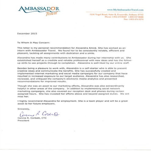 letter of recommendation from ambassador | PDF