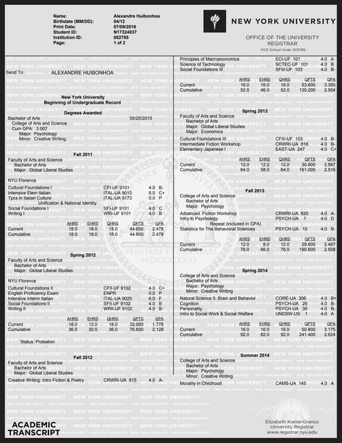 Ohio State transcript | PDF | Undergraduate Education | College Education