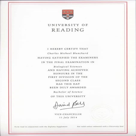 Charlie Blanchard Degree