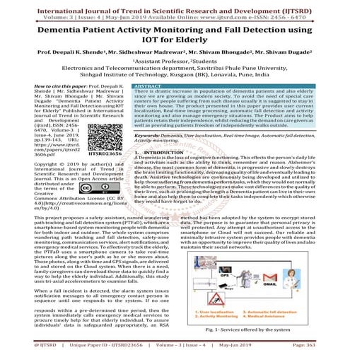 Dementia Patient Activity Monitoring and Fall Detection using IoT for Elderly