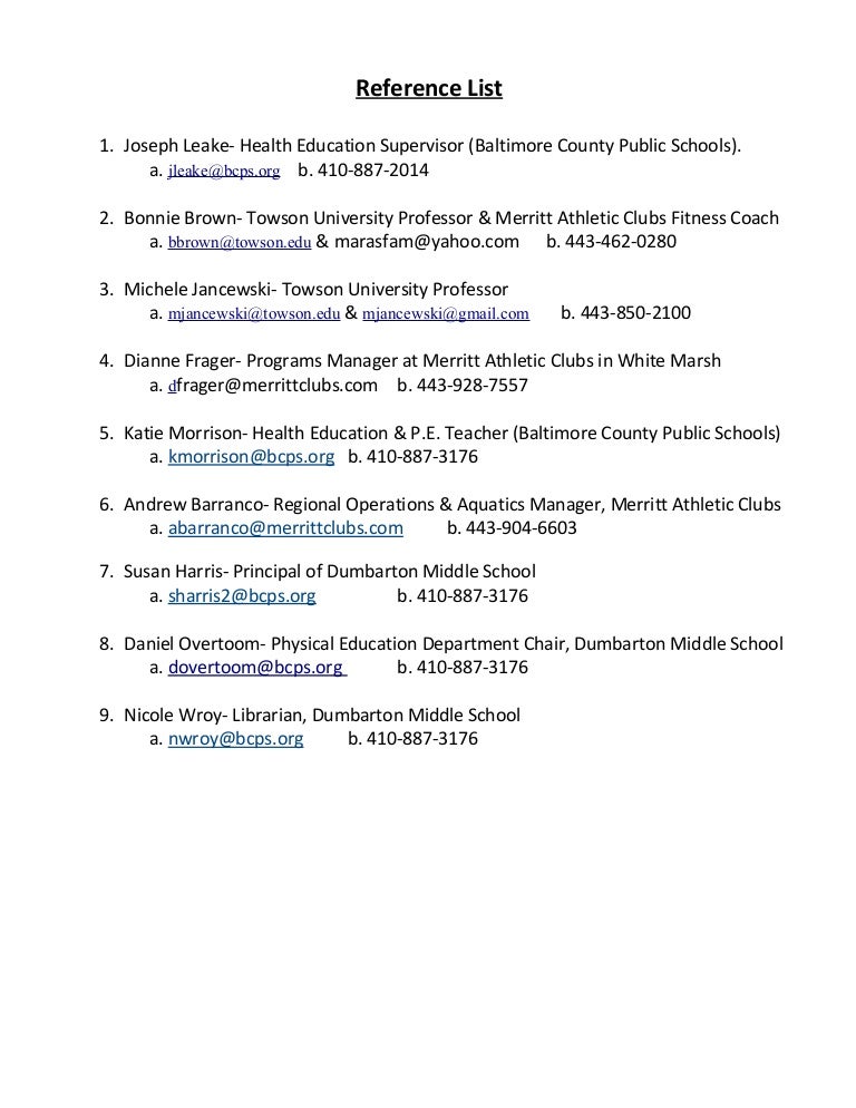 reference list who to list as references