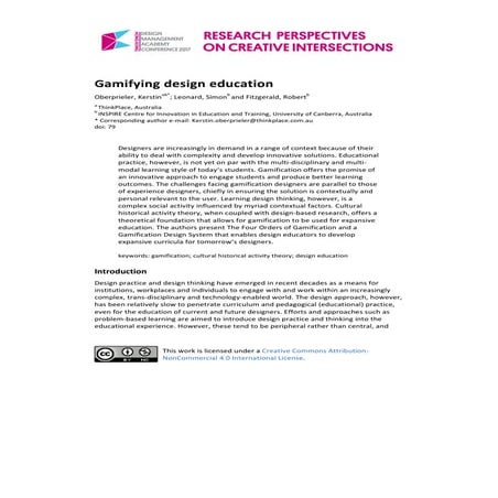 Conference Paper - Gamifying design education | PDF
