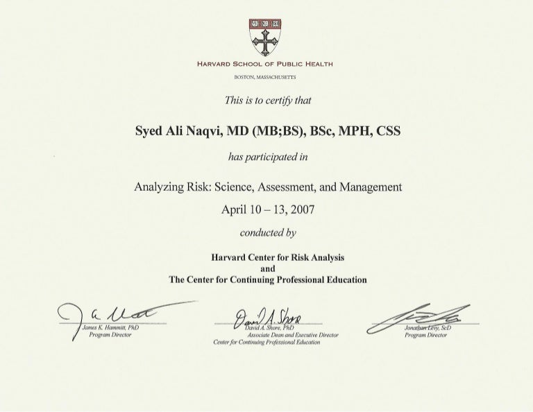 Harvard Public Health Certificate