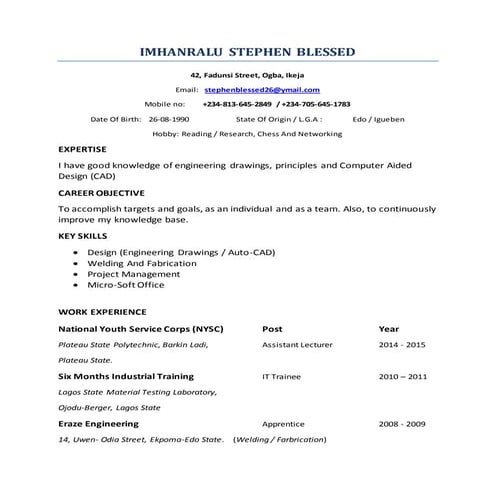 KENNETH'S cV | DOC