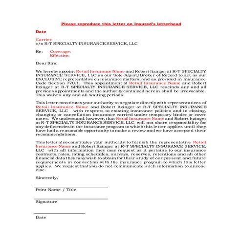 Broker of Record FOR RT Sample (2) | DOCX