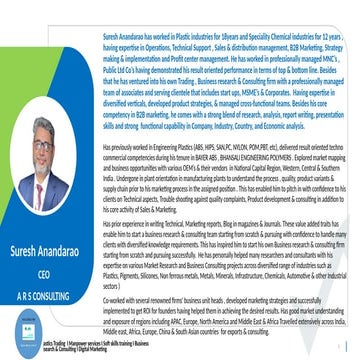 Suresh anandarao profile for business consulting